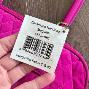 VTG Vera Bradley Zip Around Handbag Shoulder Bag Solid Magenta Quilted NEW thumbnail 10