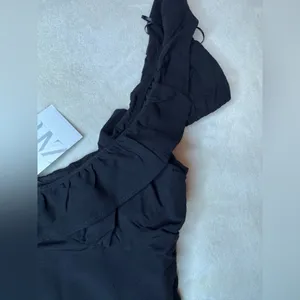 Zara Black Ruffled Sleeveless top , has no stretch thumbnail 2