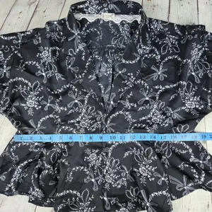 Intimately Free People Black Floral Beauty Sleep Peplum Blouse Medium thumbnail 7