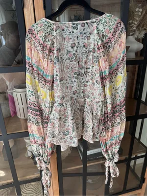 Hemant & Nandita blouse top long sleeve tie front mixed print floral patchwork thumbnail 3