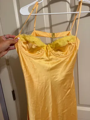 Beginning Boutique Satin Yellow Dress thumbnail 3