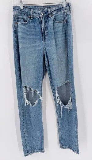 American Eagle Strigid Distressed Mom Denim Jean thumbnail 1