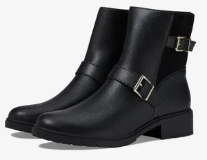 Anne Klein Boots Size 10.5 Black Block Heel Almond Toe Buckle‎ Detail NEW thumbnail 1