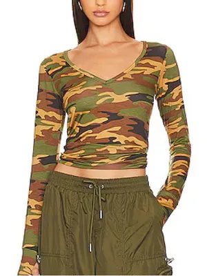 Michael Lauren Otis Long Sleeve Tee in Camo NWOT thumbnail 1