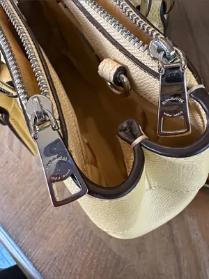 Coach Pebbled Leather Satchel Bag in Beige thumbnail 8