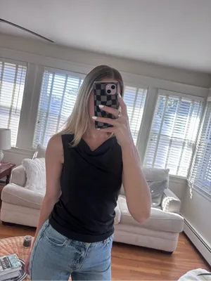 W² Black Cowl Neck Sleeveless Top | Size S | Made in USA thumbnail 3