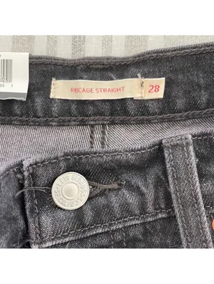 Levi’s Ribcage Straight Ankle Washed Black Gray Size 28 Inseam 27 Grunge Casual thumbnail 7