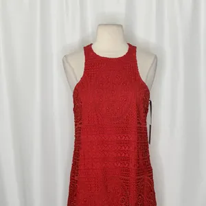 NWT LOVERS & FRIENDS Caspian Orange Lace Shift Mini Dress Halter Neck Small thumbnail 3
