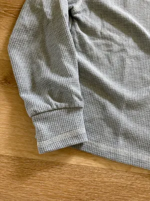 Waffle Knit Grey Long Sleeve Top Gray thumbnail 4