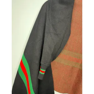Source Unknown Fringe Shawl Red Green Stripes Black One Size Fall Stylish Wrap thumbnail 3