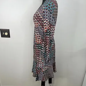 Maeve by Anthropologie Geometric Quirky Printed 70s Long Sleeve Dress SzXS thumbnail 7