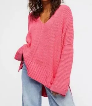 Free People Take Me Over Sweater Women's Size Medium Large Pink Chunky Oversized thumbnail 1