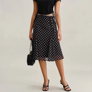 Rihoas Black Polka Dot Mermaid Midi Skirt thumbnail 2