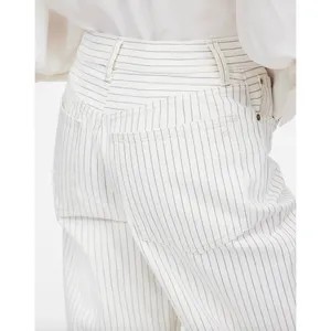 Madewell Low Slung Baggy Jeans Grey Railroad Stripe White Cream Rigid US 30 NWT thumbnail 5