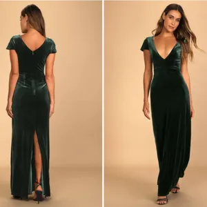 LULU's Prom Wedding Sexy Sophisticated Romantic Elegant Holiday Velvet Maxi thumbnail 4