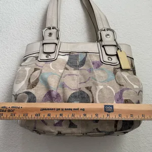 COACH 16591 Soho Linen Op Art Tote Multicolored Jacquard Canvas Shoulder Bag thumbnail 9
