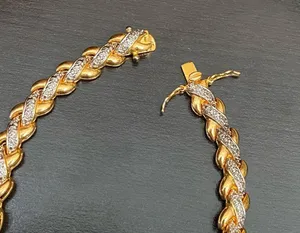 PAJ BR China Gold-tone Diamond Illusion Box Clasp Double Prong X Link Bracelet thumbnail 4