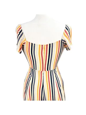 Leith Striped Tie-Front Midi Dress Multicolor Short Sleeves Size XS Coastal Boho thumbnail 6