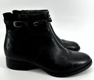 Ariat Braided Ankle Bootie Heeled Almond Toe Soft Leather Side Zip Black 8 thumbnail 2