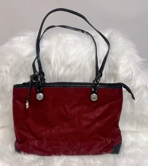 Brighton Mevelyn Red‎ Canvas Tote with Leather Trim B30 thumbnail 1