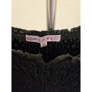 ​Crave Fame Y2K Black Smocked Lace Long Sleeve Notched Neck Boho Top Size XL thumbnail 3