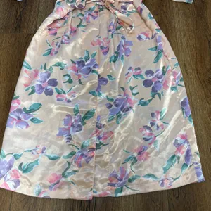 VTG Victorias Secret‎ Gold Label Floral Satin Robe Lace Light Pink Romantic sz M thumbnail 5