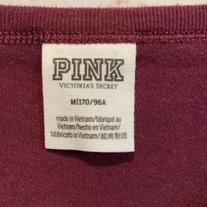 PINK - Victoria's Secret crop top burgundy velour spell out boxy M thumbnail 3