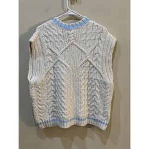 Jaded London Ecru Knitted Vest Cable Knit Preppy Tennis Streetwear‎ Size Large thumbnail 3
