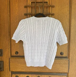 Lauren Ralph Lauren Baby Blue Cable-Knit Crewneck Sweater Size Mcß thumbnail 5