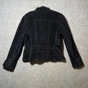 Vintage Y2K St. Johns Bay Black Corduroy Blazer Jacket Mandarin Collar Stretch M thumbnail 4