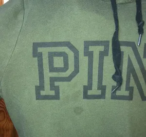 Pink Victoria’s Secret olive green sweatshirt hoodie size large causal wear top​ thumbnail 2