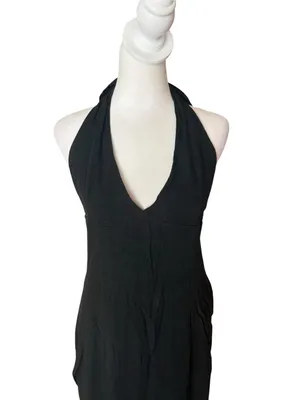 White Fox Black Sun kissed Glow Maxi Dress Halter Linen Blend Womens Large NEW thumbnail 3