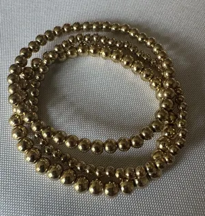 Gold Beaded Stretch Bracelet - Gold Tone Women's Jewelry thumbnail 1