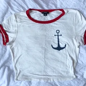 Cream Anchor Summer Crop Top White Size M thumbnail 1