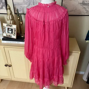 ULLA JOHNSON Emmeline Dress Mini Tiered 100% Silk In‎ Fuchsia Size 10 thumbnail 7