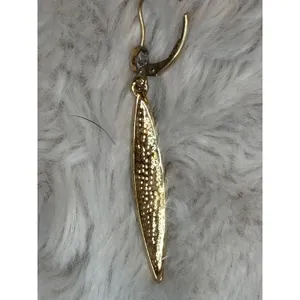 Gold Tone Marquise Pave Crystal Lever Back Drop Earrings Clear Rhinestone thumbnail 3