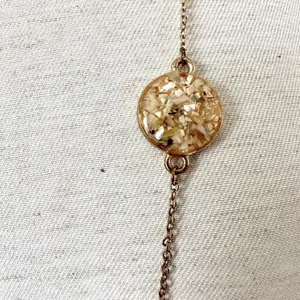 Gold tone yellow circle long chain necklace thumbnail 3