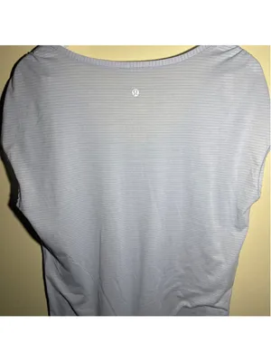 Lululemon Cool Breeze Sweat Times Short Sleeve V-Neck Tee, Light Blue PTP 21” thumbnail 4