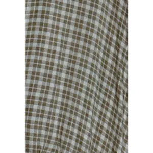 Abercrombie & Fitch Cream Tan Plaid V-Neck Short Sleeve Mini Dress Womens Size L thumbnail 6