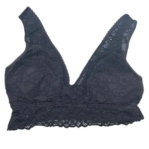 SO Intimates Black Floral Lace V-Neck Bralette Wireless Size Medium thumbnail 1