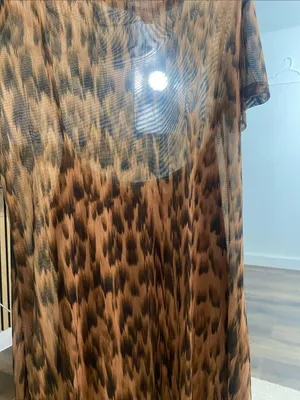 Steve Madden Leopard Mesh Maxi Dress Slit EUC Size M thumbnail 14