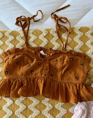 Free People Orange Crop With Embellishments thumbnail 5