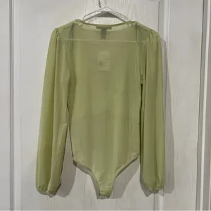 FINAL PRICE NWT Forever 21 Light Green Sheer Bodysuit thumbnail 7