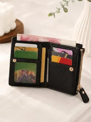 Black Cherry Embroidered Snap Wallet Zip Coin Pocket Retro NWT thumbnail 2