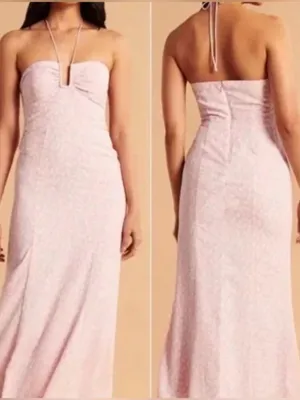 Abercrombie & Fitch Bloggers Favorite Pink Floral‎ Cinched Halter Maxi Dress thumbnail 2