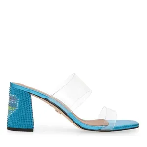 Kurt Geiger Party Clear Block Heel Sandal Glass Slipper Barbie Blue Size 8.5, NW thumbnail 6