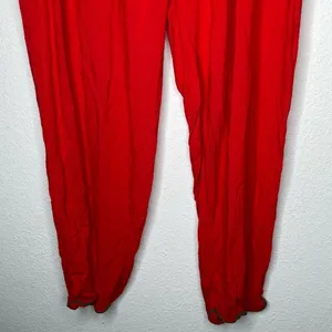 Drawstring Red Christmas Pajama Pants‎ Red Size M thumbnail 3