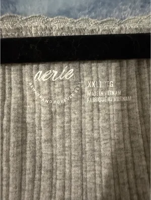 Aerie Ribbed Button-Down Tank Top with Lettuce Edge thumbnail 4