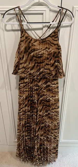 ASOS Animal Tiger‎ Print Jumpsuit Brown Chiffon Flowy Resort Chic Going Out thumbnail 1