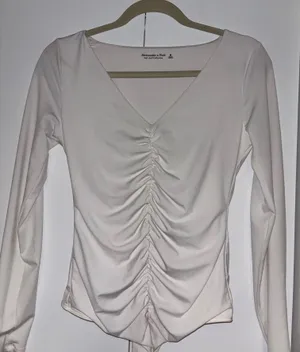 Abercrombie White Ruched Bodysuit thumbnail 1